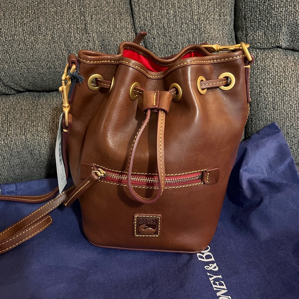 Dooney & Bourke Florentine Chestnut Leather Bucket Bag